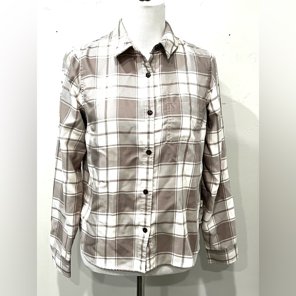 EUC LL Bean Womens Long Sleeve Casual Plaid Top Blouse Shirt Size XS
